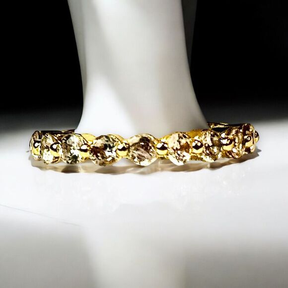 Gold-Toned 925‎ Silver Eternity Ring with Round Cubic Zirconia Stones size 5 - Picture 1 of 4